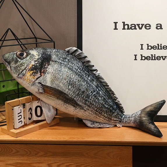 Xecvkr Simulation Fish Plush Toy Realistic Stuffed Animal Nap Pillow Aquarium Doll Cute Decor Comfort Plush Birthday Collectible Kids Gift Soft Nap Toy Gray