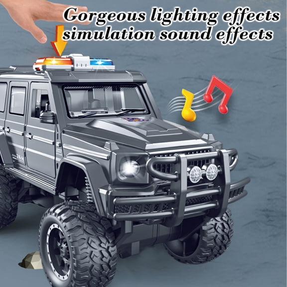 Xecvkr Simulation Police Car Toy Sound Light Model Off-Road Guard Vehicle Boys Interactive Alloy Pull Back Spring Suspension 6.69x3.94x3.54in Battery Included 1Pc