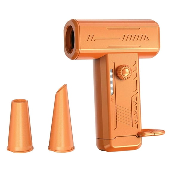 Xecvkr Small Handheld Fan Battery Mini Turbo Fan High-speed 130000RPM Adjustable Multi-function LED Light Hair Dryer Pump Blower Emergency Camping Portable Carabiner 1 Piece Orange