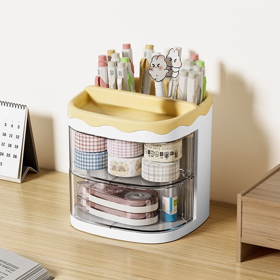 Xecvkr Small Item Office Supplies Drawer Storage Box Desktop Miscellaneous Classification Organizer Multi-Compartment Plastic 4.33x4.33x4.52in 1 Pack