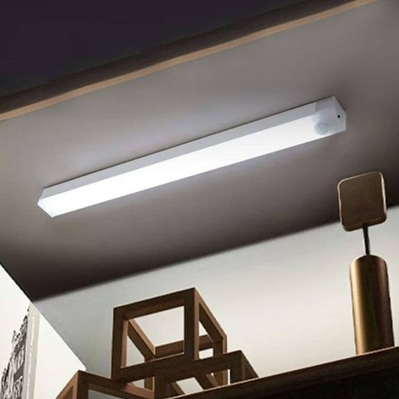 Xecvkr Small Nightstand Lamp LED Motion Sensor Cabinet Light, Rechargeable, Magnetic Backing, 2 Modes, 500mAh Battery, for Closet, Kitchen, Stairs, Under Counter, Adhesive Included