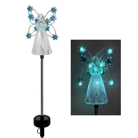 Xecvkr Solar Garden Light Outdoor Waterproof LED Pole Decorative Pathway Lamp Automatic Landscape Memorial Yard Villa Night Accent Easy Install for Path Flowerbed 1 Piece Blue