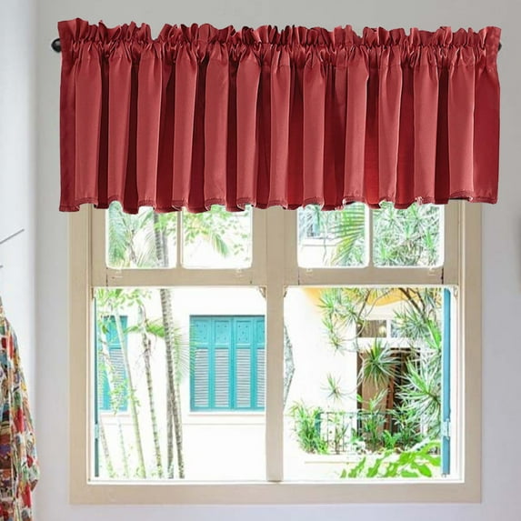Xecvkr Solid Color Window Valance Curtain Tier Cottage Style Rod Pocket Top Treatment for Kitchen Living Room Decoration 53.94 x 17.72 Inches Multicolor