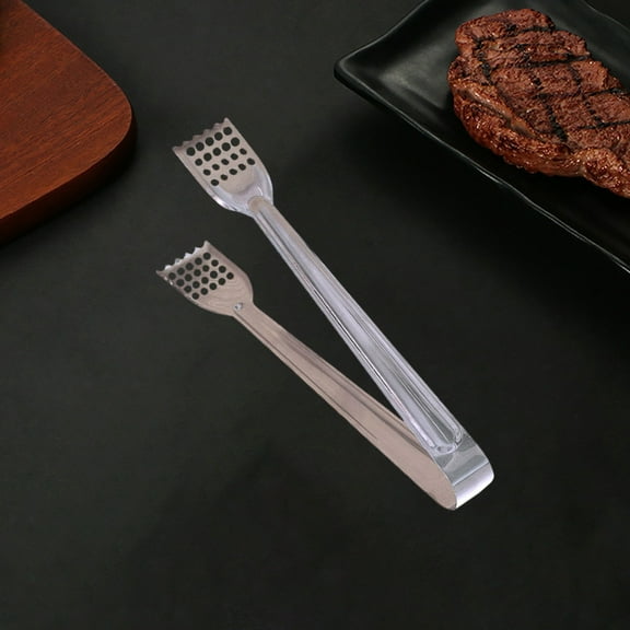 Xecvkr Stainless Steel BBQ Tongs Grilling Clamp Multipurpose Meat Food Grabber Non Slip for Steak Outdoor Barbecue Kitchen 1pc white