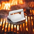 thumbnail image 1 of Xecvkr Stainless Steel Burger Press Mold Meatloaf Block Round Handle Non-Slip Easy Clean Home Kitchen Outdoor Grilling Picnics Compact Shape Consistent Patties 5.5in 1 Pc, 1 of 6