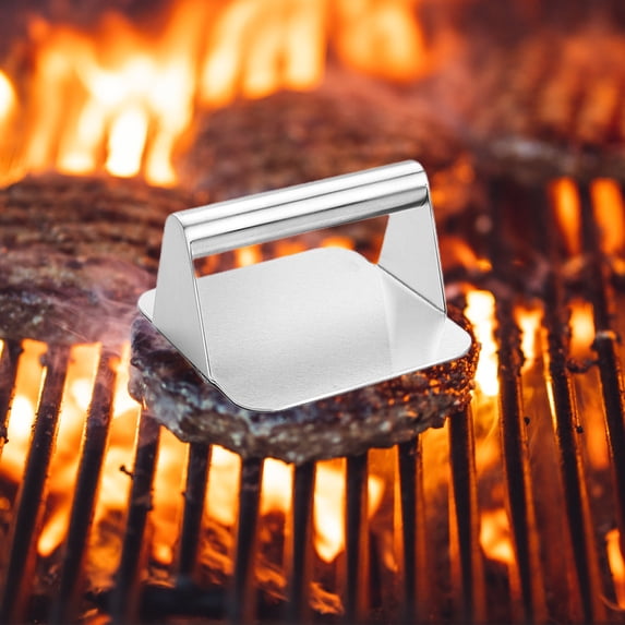 Xecvkr Stainless Steel Burger Press Mold Meatloaf Block Round Handle Non-Slip Easy Clean Home Kitchen Outdoor Grilling Picnics Compact Shape Consistent Patties 5.5in 1 Pc