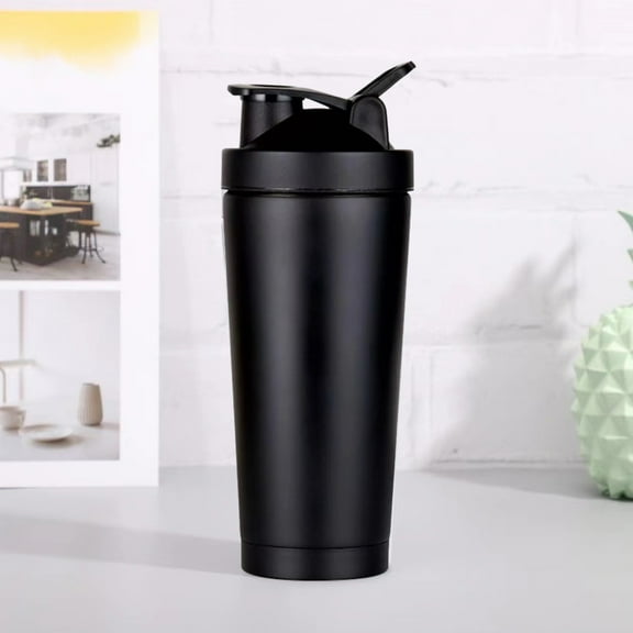 Xecvkr Stainless Steel Shaker Bottle 500ml with Wire Whisk Ball for Protein Mixes Leak Proof Lid for Gym Sports Modern Design with Carry Loop