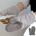 thumbnail image 1 of Xecvkr Striped Heat Resistant Oven Mitts Baking Gloves Thermal Insulation Microwave Kitchen Protective Wear Household 1 Piece Brown, 1 of 6