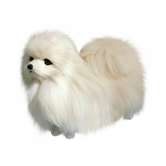 Xecvkr Stuffed Animals Simulation Pomeranian Dog Model Lifelike Plush Collectible Educational Toy Realistic Animal Figure Kids Room Decor Artificial Plastic 8.66x7.48x2.76in