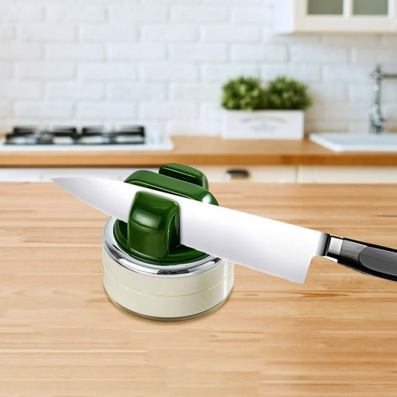 Xecvkr Suction Cup Knife Sharpener for Kitchen Blades Scissors Ceramic Rod Handheld Tool with Non-Slip Base Compact Easy Storage