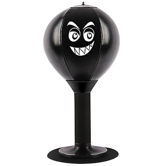 Xecvkr Suction Cup Tabletop Boxing Speed Ball Stress Relief Leather Heavy Duty Spring Office Home Compact Mini Punch Training 37cm 1pc