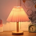 thumbnail image 1 of Xecvkr Table Lamp with Umbrella Flaxen Shade 3 Color Dimmable LED Bedside Nightstand Light for Bedroom Living Room Dorm Solid Wood Coffee Red Green, 1 of 7