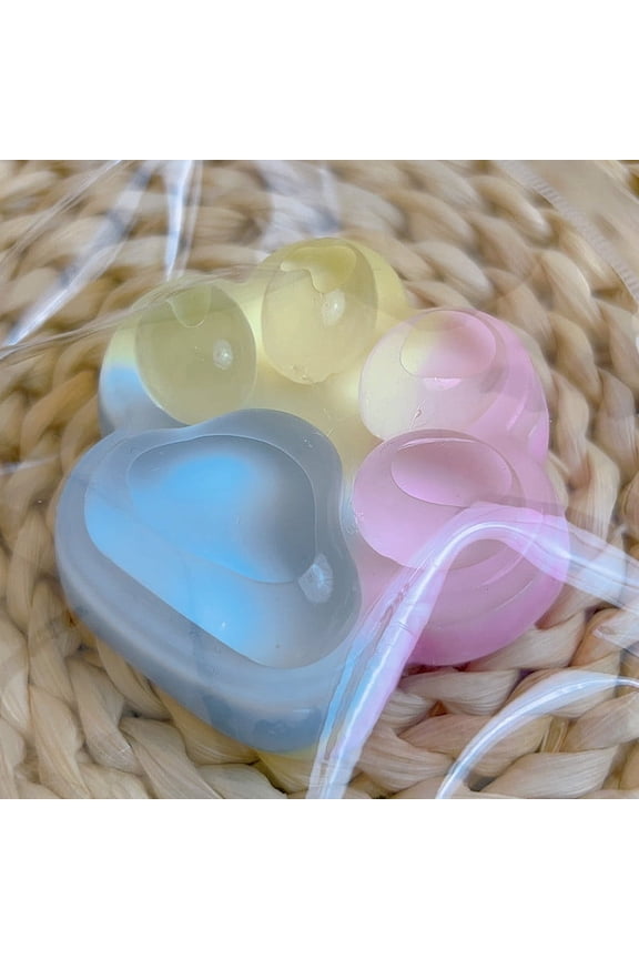 Three Color Rainbow Paw Fidget Toy Soft TPR Material Cute Cat Paw Shape Stress Relief Sensory Play Decorative Keychain Accessory for Kids Adults