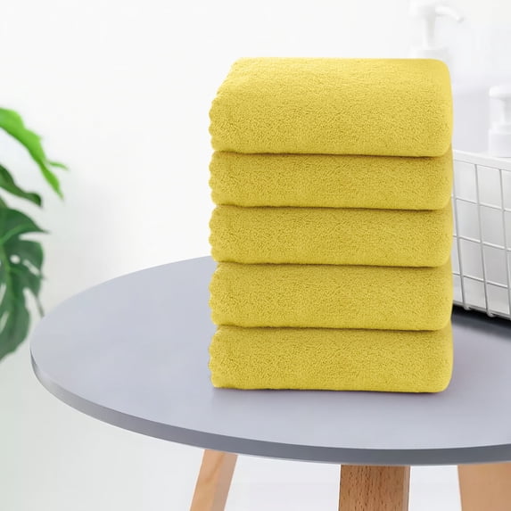 Xecvkr Towels Sets Velvet Towel Set Soft Absorbent Gentle Face Hand Wash Cleansing Quick Dry Pineapple Lattice Pattern 5 Pack Bright Yellow