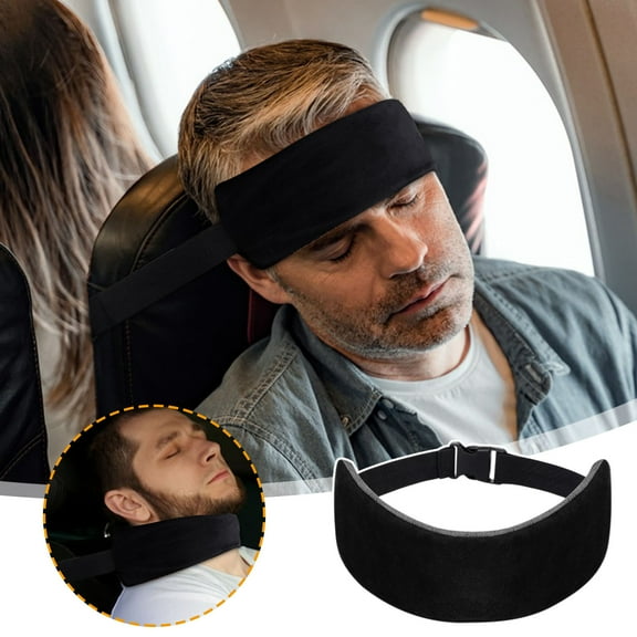 Xecvkr Travel Head Support Pillow Adjustable Headrest Neck Pillow Airplane Car Bus Long Flights Adults Kids Black