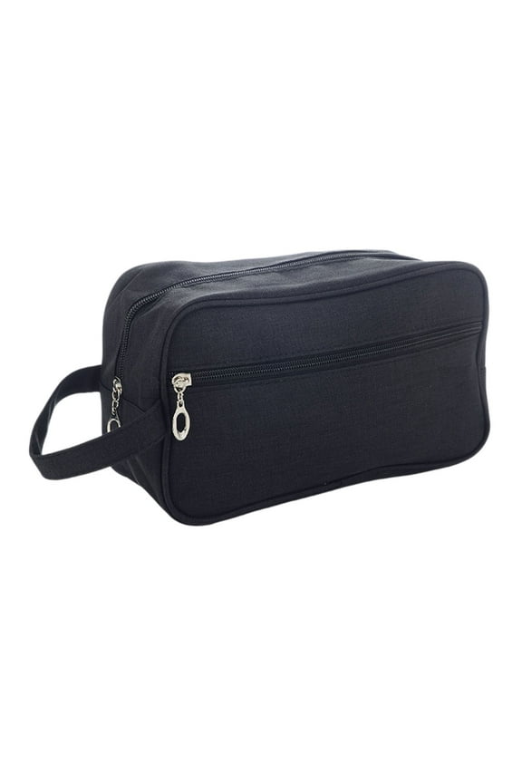 Travel Toiletry Bag Men’s Large Capacity Black Matte Finish Waterproof Wash Pouch Organizer Portable Cosmetic Shaving Kit Dopp Zipper Chamber for Outdoor Hotel Business 1 Pc