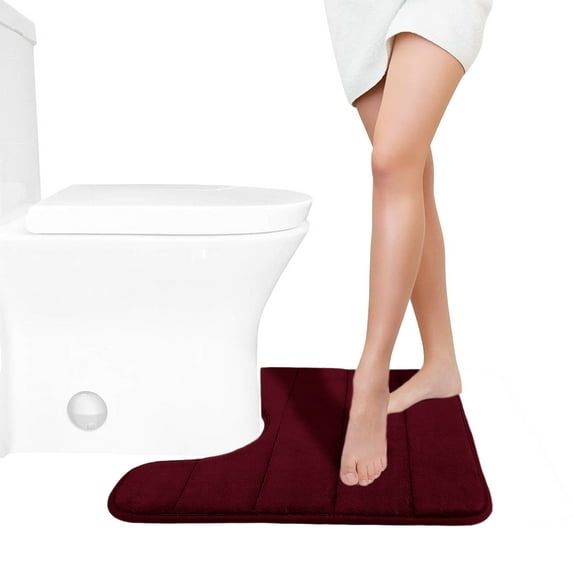 Xecvkr U-Shape Toilet Bath Mat Soft Comfortable Water Absorption Non-Slip Rubber Backing Machine Washable for Bathroom 40x50cm 16x20 Inch