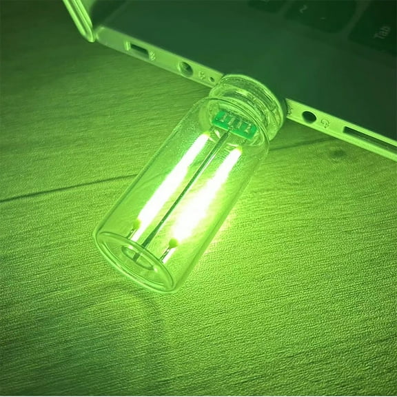 Xecvkr USB Touch Night Light Controlled Bedside Mini Ceramic LED Glass Bottle Adjustable Romantic Creative Energy Saving Portable Gift Dorm Car 1 Unit Green
