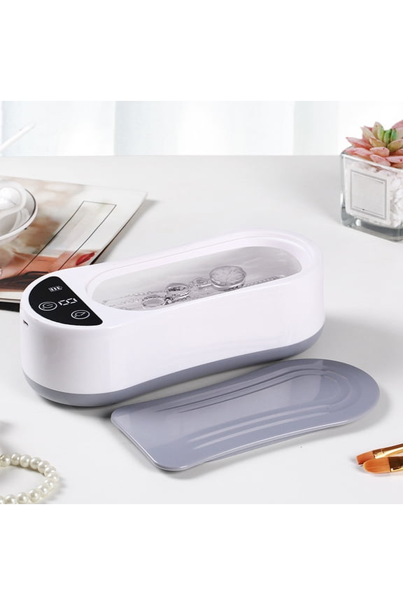 Ultrasonic Jewelry Cleaner Portable Multipurpose Glasses Rings Razors Watch Cleaning Device USB Charging Home Travel Plastic White 1 Pack White