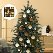 Xecvkr Velvet Christmas Balls Flocked Tree Ornament Mixed Set Brown Plastic Holiday Decor 12pcs 2.4in 32pcs 1.18in 44pcs