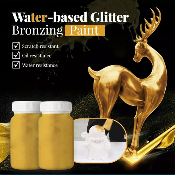 Xecvkr Water Based Glitter Bronzing Paint 100ml Bright Powder Gilding Art Home Decor Hotel Restoration Quick Dry Consistent Color Textured Sparkling Easy Apply Certified