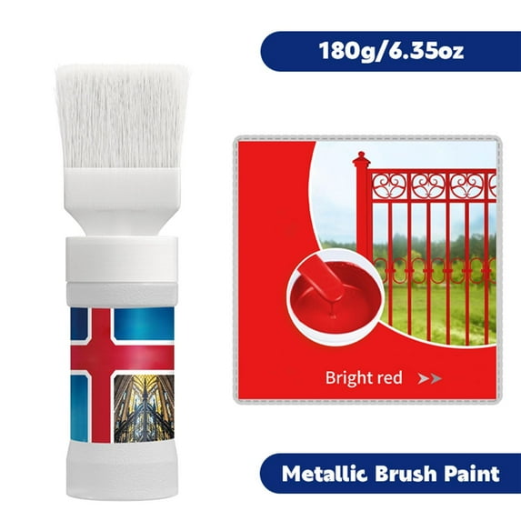 Xecvkr Water-Based Rust-Proof Metal Paint Built-in Brush Fast Drying Easy Application Protective Barrier DIY Household Outdoor 180ml 1pc