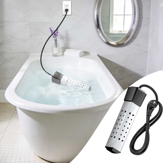 Xecvkr Water Heater 2000W Stainless Steel Quick Heating Immersion Portable Safety Bath Tub Bucket Outdoor Pool Appliance 1 Count
