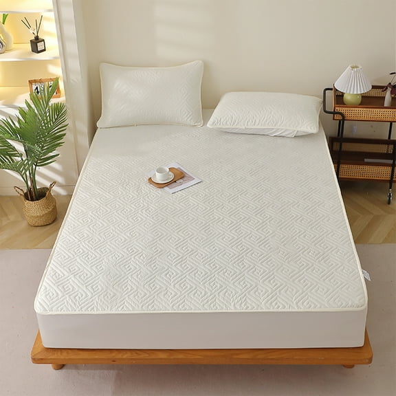 Xecvkr Water Proof Mattress Cotton Protector Fall Winter Thickened Bedspread Machine Wash Breathable Spandex Easy Care Twin 35.43x78.74in