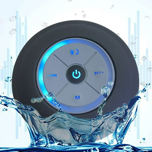 Xecvkr Waterproof Bluetooth Speaker Wireless Shower Subwoofer Portable Suction Cup Hands-Free Loudspeaker for Phone Car 3W 1 Pack