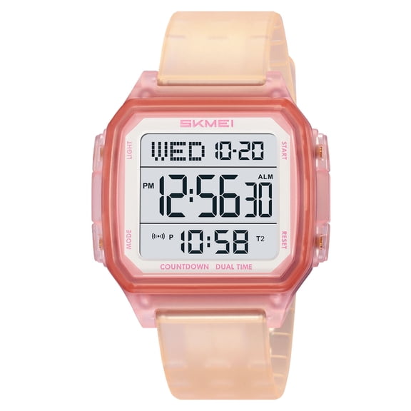 Xecvkr Waterproof Multifunctional Luminous Digital Alarm Watch Large Display Fresh Color Silicone Resin Strap WR 50M Countdown Timer Student Adult Gift 1 Piece