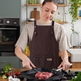 thumbnail image 1 of Xecvkr Waterproof Oil Proof Kitchen Apron Cotton Adjustable Ties Bib Practical Chef Cooking Baking Cleaning for Men Women 1 Piece Coffee Free Size, 1 of 6