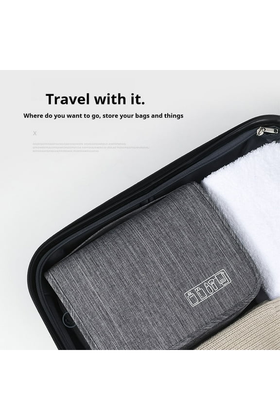 Wet Dry Cosmetic Organizer Hooked Wash Bag Reasonable Partition Large Capacity toiletries Makeup Cationic Warp Weft Fabric Hanging Metal Zipper 9.6x3x5.1in 1 Pack