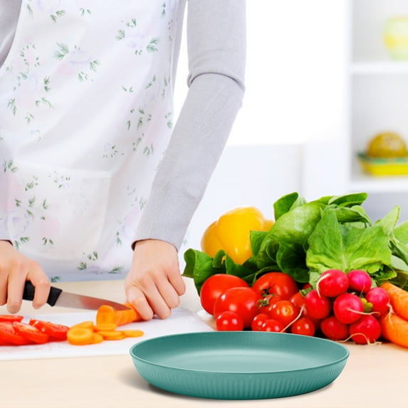 Xecvkr Wheat Straw Dinner Plates Set of 4 Microwave Dishwasher Safe Sturdy Plastic Plates for Kids Toddler Adult Multicolor Green Yellow Beige