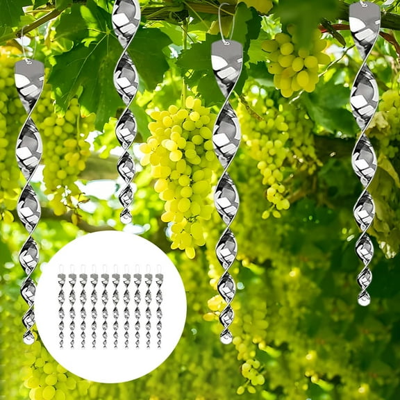 Xecvkr Windproof Reflective Rod Bird Repellent Flashing Garden Tool 360 Degree Rotation Highly Reflective Balcony Home Eaves Decorative Deterrent Hang 10 Pieces Silver
