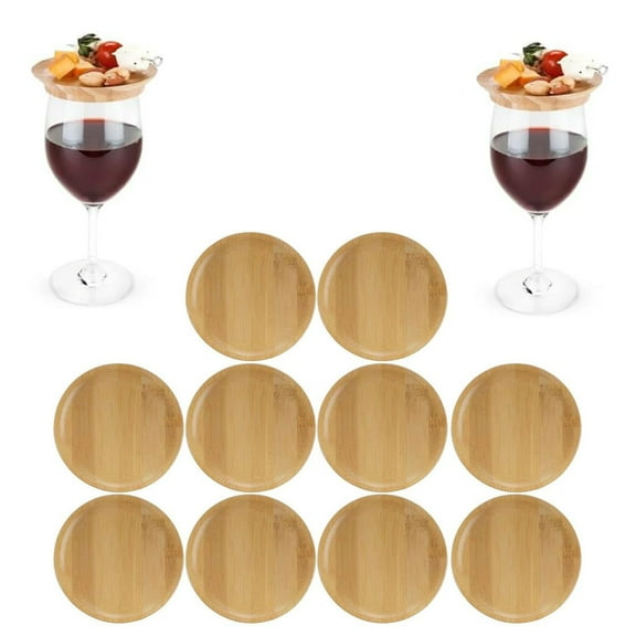 Xecvkr Wine Glass Food Tray Topper Wooden Board Snack Holder Tasting Party Organizer Durable Elegant Table Accessory Entertaining Guests Set 4 Pieces