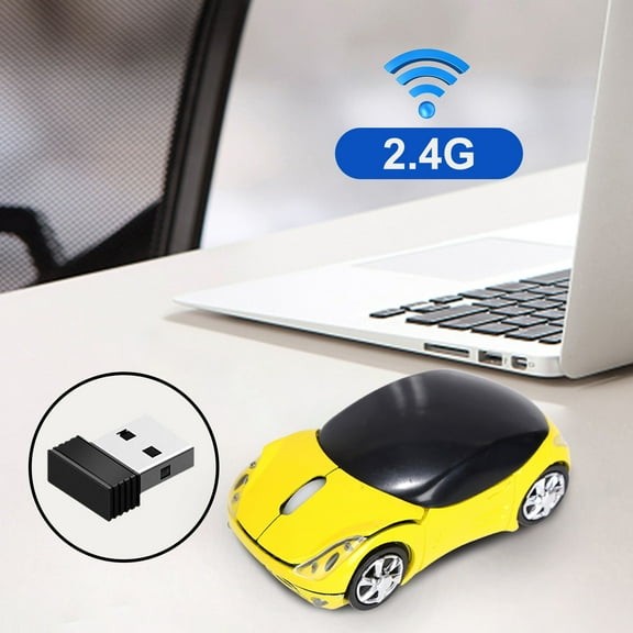 Xecvkr Wireless Computer Mouse 2.4GHz Wireless Optical Mouse Car Shape 1200DPI Plug and Play Mini Adapter USB Scroll Tablet Laptop Computer Portable 1 Pack 3.94x2.17in