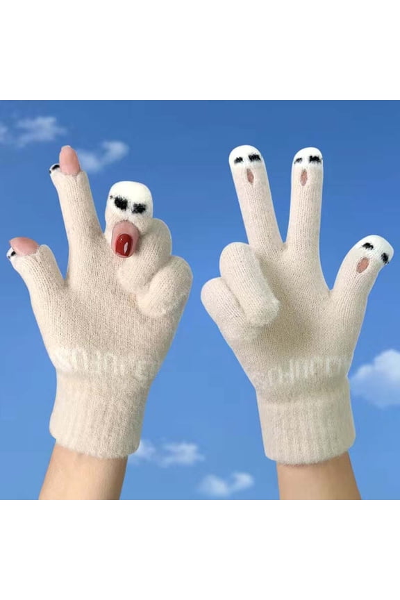 Women’s Wool Knitted Fingerless Gloves Cute Winter Split Open Finger Warm Padded Texting Screen Cold Weather Comfortable Skin-Friendly Anniversary Birthday 1pair