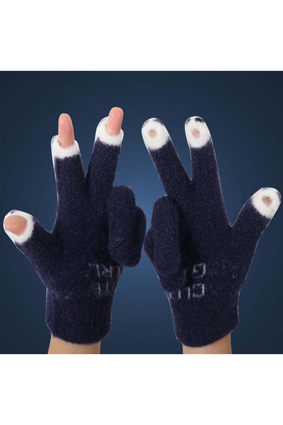 Women’s Wool Knitted Fingerless Gloves Cute Winter Split Open Finger Warm Padded Texting Screen Cold Weather Comfortable Skin-Friendly Anniversary Birthday 1pair