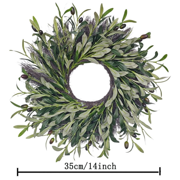 Xecvkr Wreath Artificial Heart-Shaped Olive Leaf Silk Front Door Wall Hanging Decorative Garland Living Room Fireplace Valentine Wedding 1 Piece