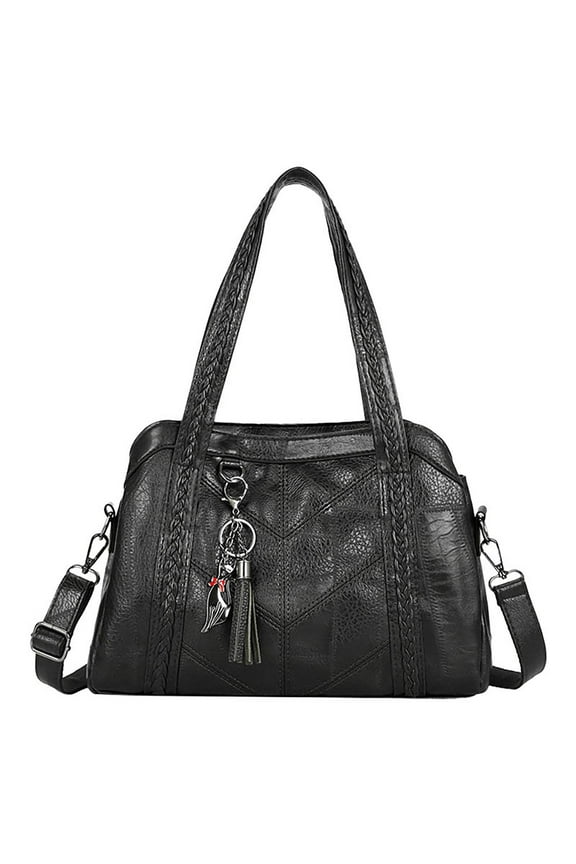 tote Bag Large Capacity Soft Leather Messenger Multi-Compartment Handbag adjustable Shoulder Strap Zipper Closure 11.8x4.7x7.8in 1 Pack