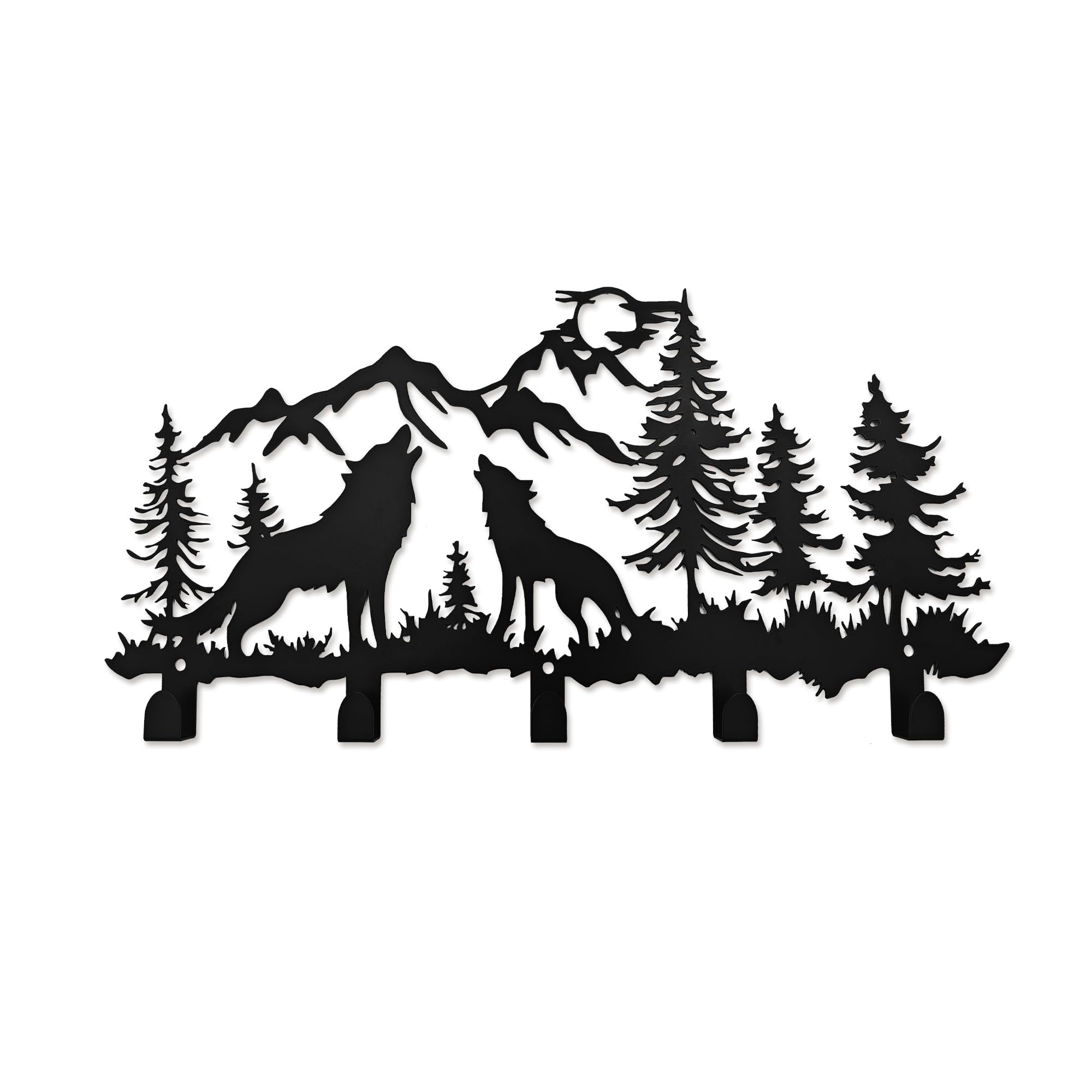 Xedatric Metal Wolf Coat Hooks Wall Art Decor-Wolf Wall Decor with Dual ...