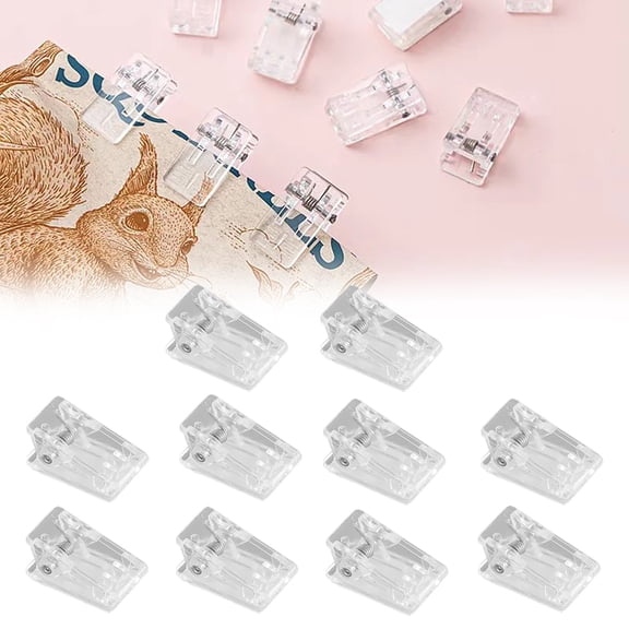 Xeede 10Pcs Single Sided Adhesive Transparent Clip, Tapestry Hangers, Wall Clips for Hanging, Sticky Spring Clips, Clear Plastic Sticky Clip, Self Adhesive Clips for Photo