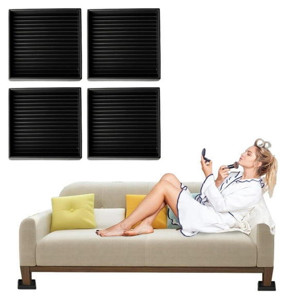 Xeede Chair Leg Floor Protectors, Anti-Sliding Furniture Pads, Square Floor Protectors for Furniture, Bed Stoppers to Prevent Sliding, Home Scratch Resistant Height Pad, 3 X 3Inch