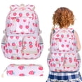 thumbnail image 1 of Xeede Strawberry Shortcake Backpack, Pink Strawberry Backpack, Fruit Patterned Backpack, Laptop Backpack, Travel Daypack, Cute and Fashionable Backpack, Multi-Pocket Bookbag, 1 of 6