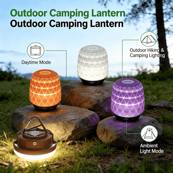 Xeenzo 4000mAh Rechargeable Camping Lantern, Brown