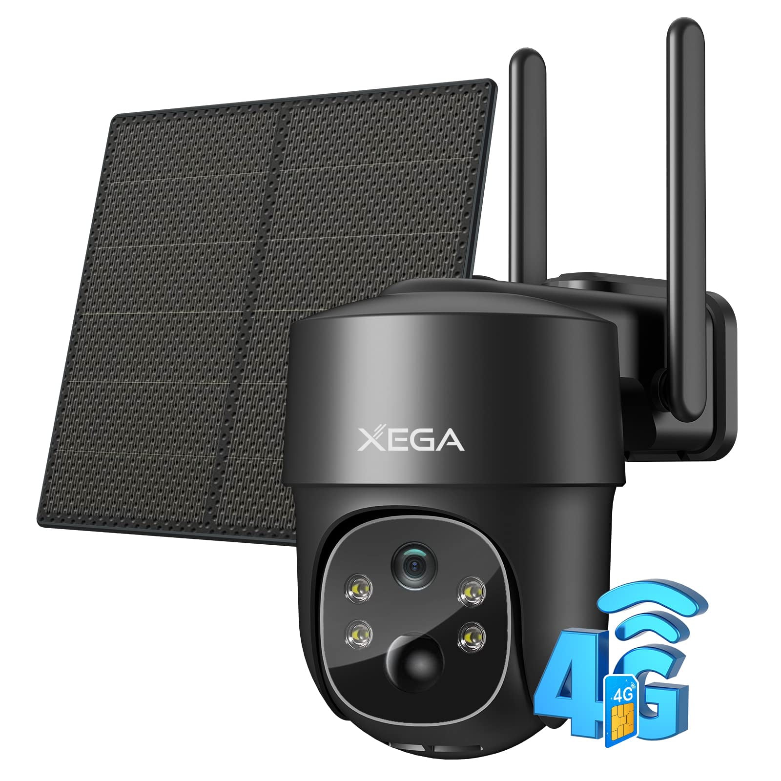 Xega 3G/4G LTE Solar Security Camera with SIM Card (Verizon AT&T T