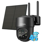 Xega 3G/4G LTE Solar Security Camera with SIM Card (Verizon AT&T T-Mobile), No Wi-fi Security Camera, 2K HD, 355° PTZ with Color Night Vision, Motion Detection, 2 Way Talk, SD&Cloud Storage