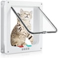 thumbnail image 1 of Xekoro Cat Door for Interior Exterior Door (Outer Size 9.8" x 9.3"), 4-Way Locking Flap for Cats &amp; Dogs(Circumference < 23"), Weatherproof Pet Door, White, 1 of 7