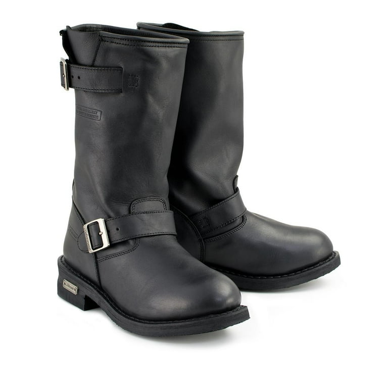 Xelement 1440 Men s The Classic Black Engineer Motorcycle Leather Boots in Wide and Regular Width 8 Walmart
