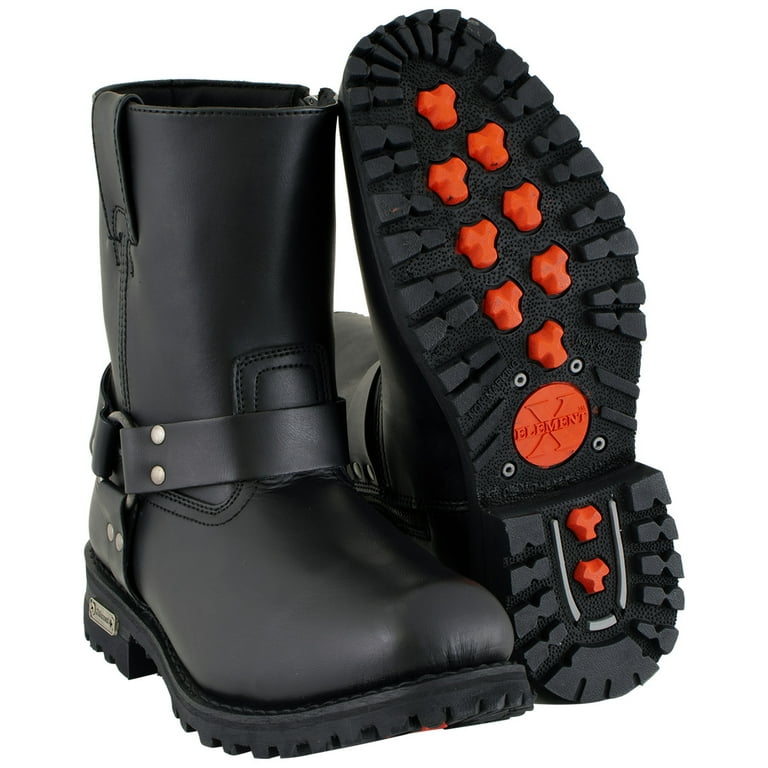 Xelement 1502 Men s Killa Black Leather Zippered Harness Motorcycle Boots 10